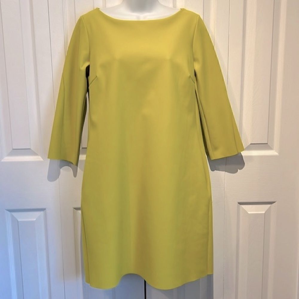 Chiara‎ Boni La Pettite Robe Chartreuse 3/4 Sleeve Shift Dress Size 44 EU 8 US